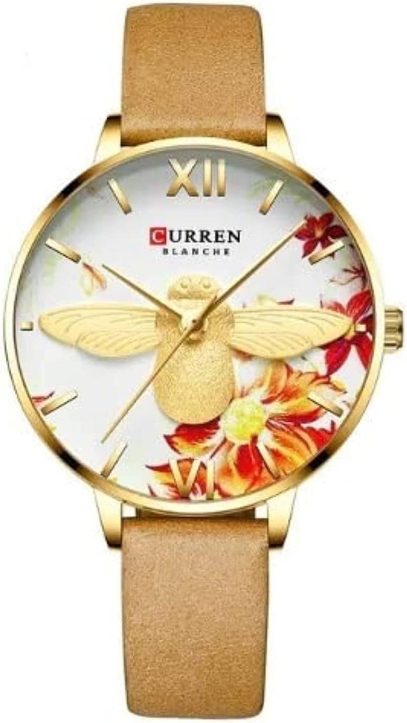 🐝🌼 Golden Honey Bee Floral Watch