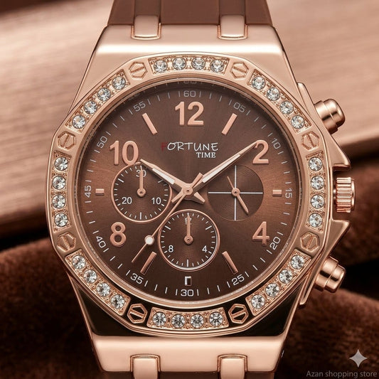 Fortune Time Luxury Rose Gold Chronograph Watch